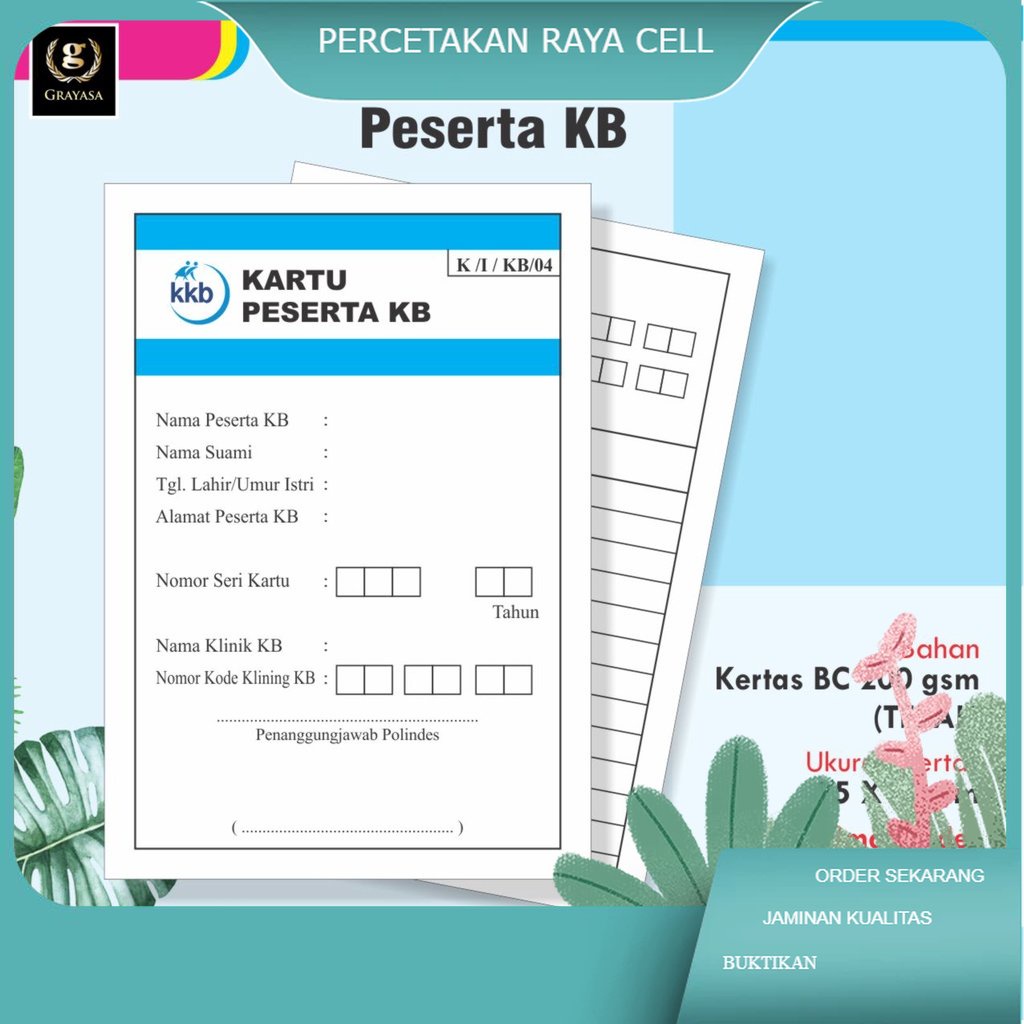 

Kartu peserta KB / Kartu KB / KB / Buku KB / Kartu KB Tunggal