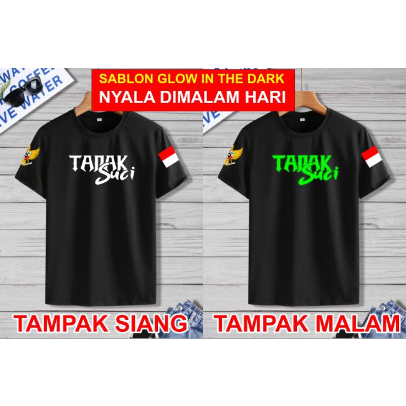 Kaos silat tapak suci sablon nyala dalam gelap