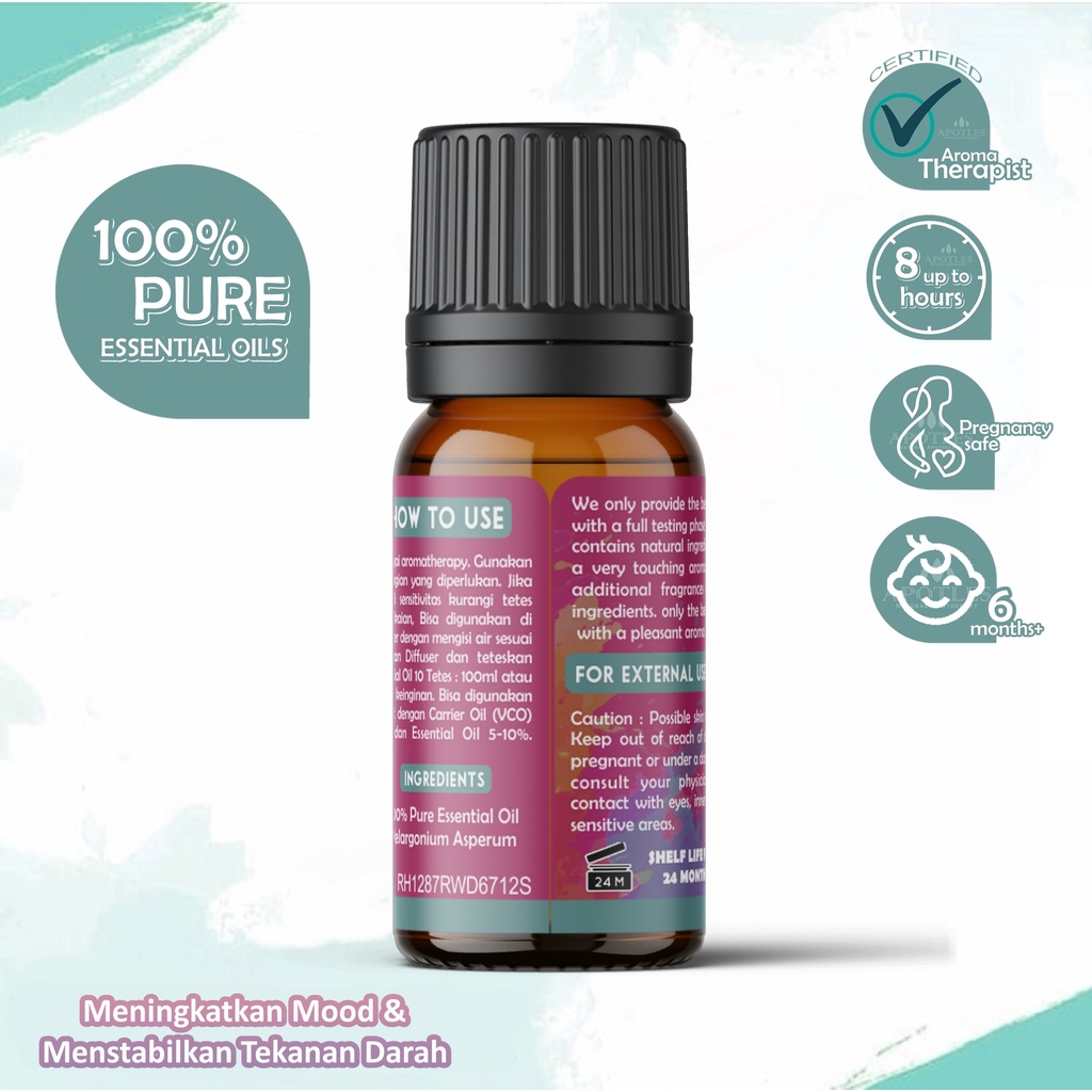 Geranium Bourbon Essential Oil - Minyak Aromaterapi Bunga Rose Geranium Bourbon 10ml