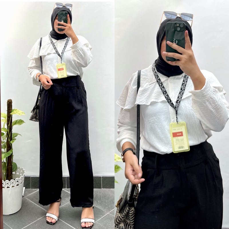 BEFAST - ZEC OOTD WANITA BLOUSE LADY / Phia Blouse CRINCLE / Blouse Polos Formal Lengan Panjang / OOTD Daily Wanita Terlaris / Pakaian Casual wanita / Blouse Model Terbaru / Fashion Wanita Kerja Trendy / Outfit Wanita Hijab Style