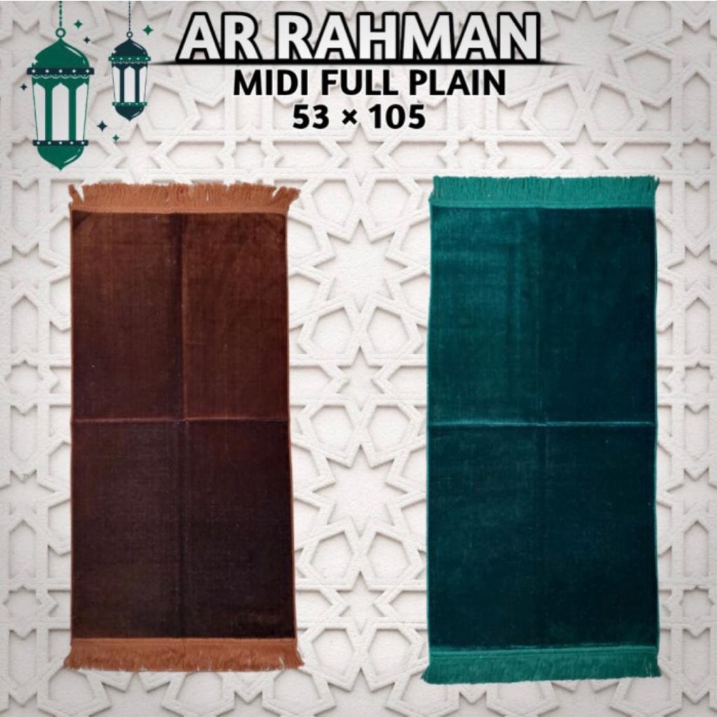 Sajadah Turkey Ar Rahman Full Plain / Polos ukuran Midi / Sedang 53x100