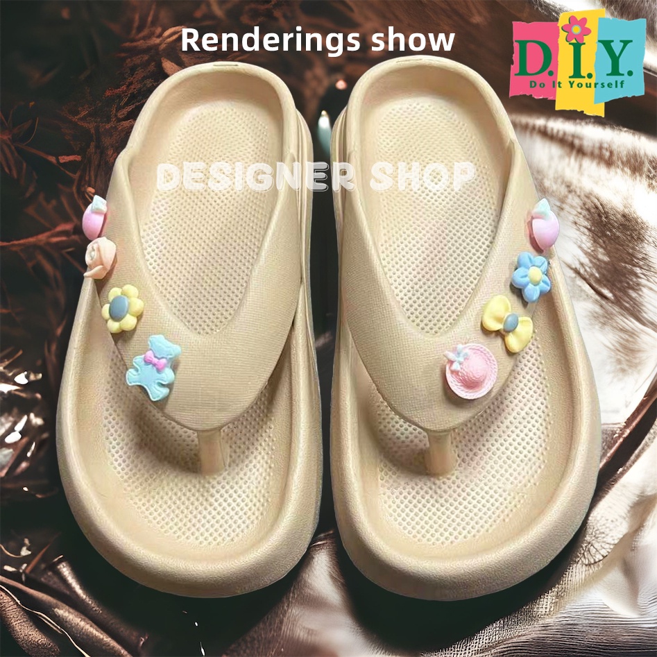 [FREE Aksesoris]Sandal Wanita Jelly Japit EVA RINGAN DIY