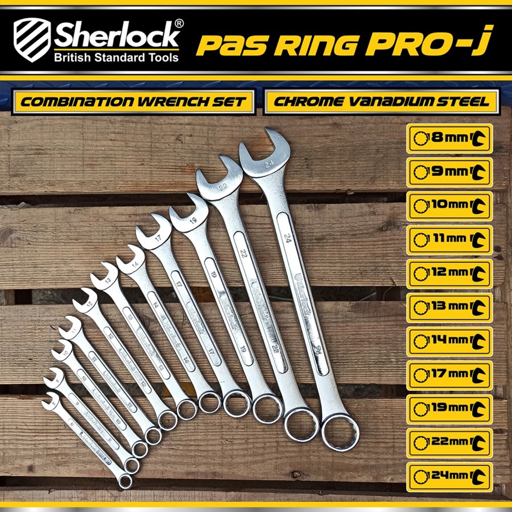 Kunci Pas Ring 11 pcs per set (size: 8 - 24 mm ) Sherlock Pro-J series