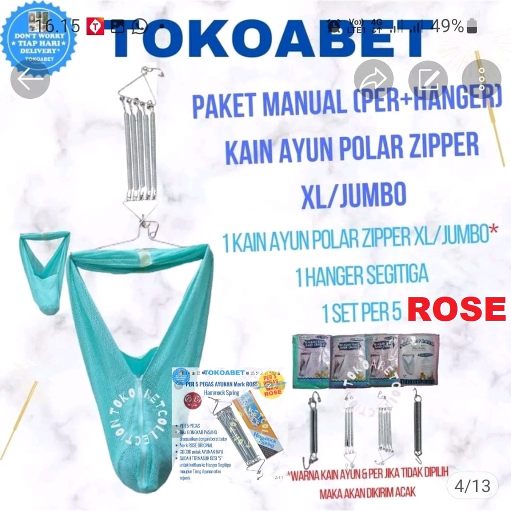 PAKET MANUAL Ayunan Bayi POLAR XL JUMBO Per Pegas VARIASI Hanger perlengkapan tidur bayi TOKOABET