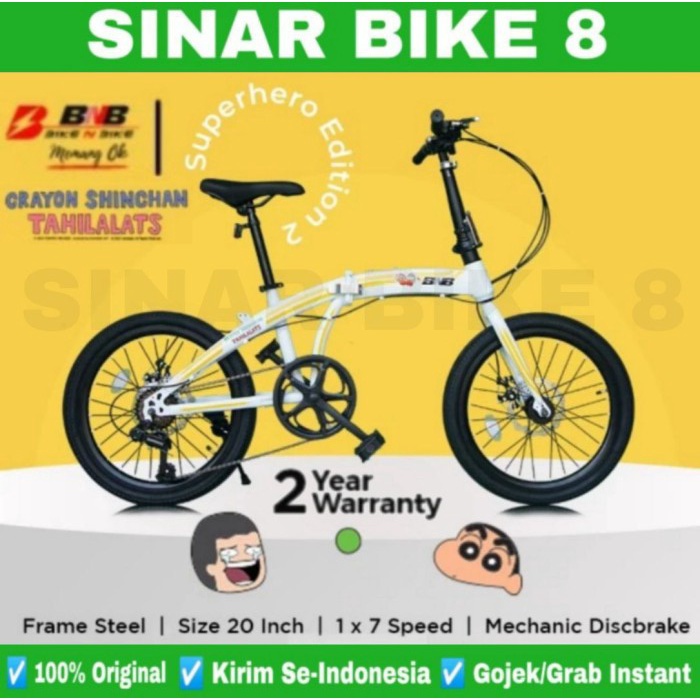 Sepeda Lipat BNB Superhero Edition 2 - Shinchan x Tahilalats Ukuran 20 Inch