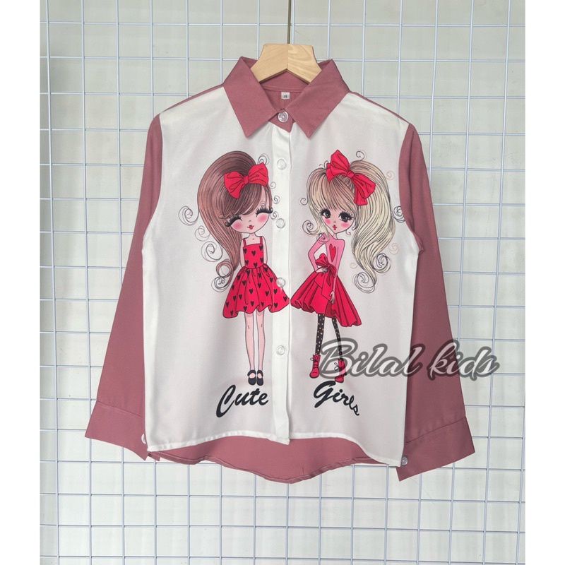 STELAN BAJU ANAK VIRAL / KEMEJA PRINTING ANAK PEREMPUAN LENGAN PANJANG 1-6 TAHUN