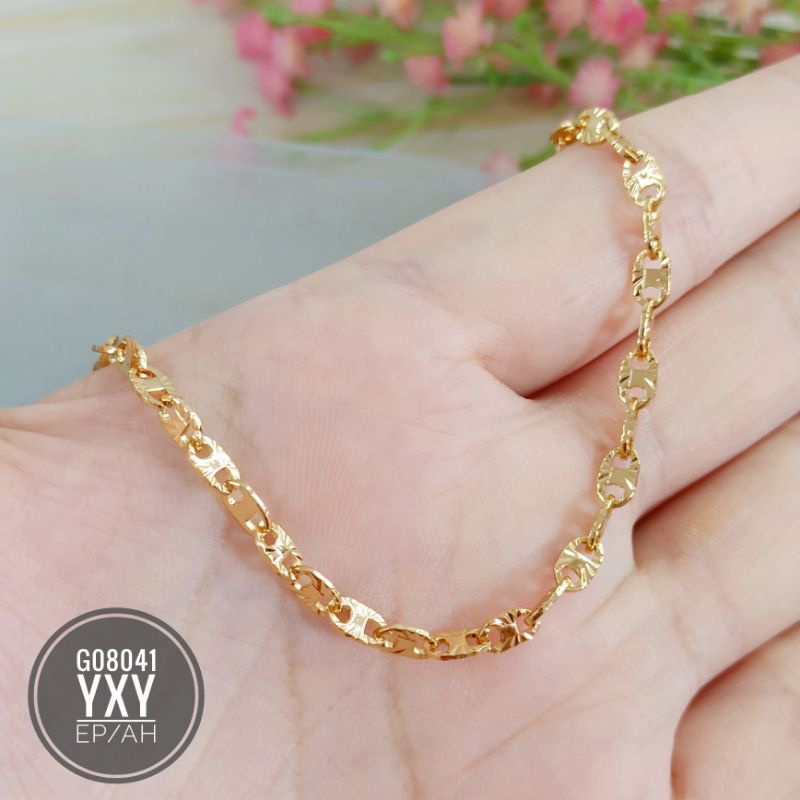 Gelang Yaxiya Rantai Nori Bunga Gold G08041