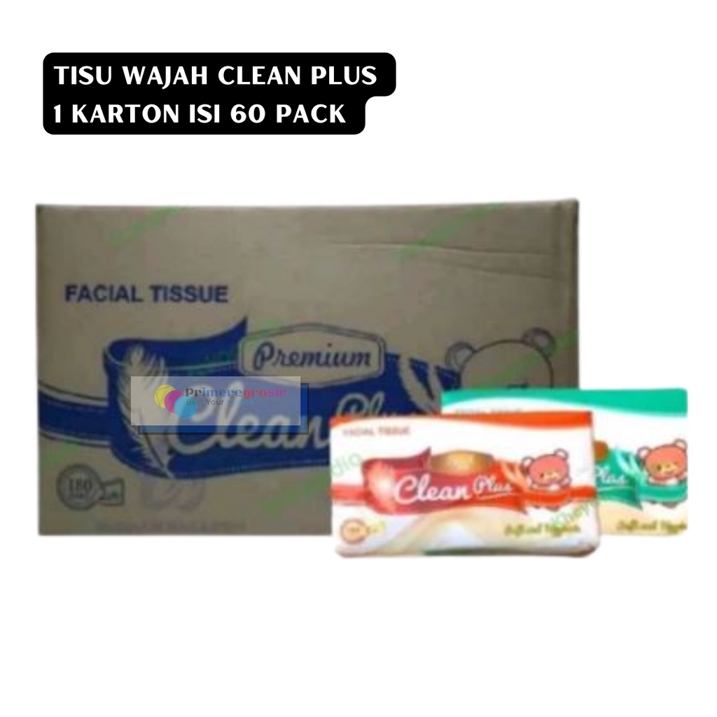 Tissue Wajah 180 Sheet 2Ply 1 Karton 60 Pack Clean Plus Lembut