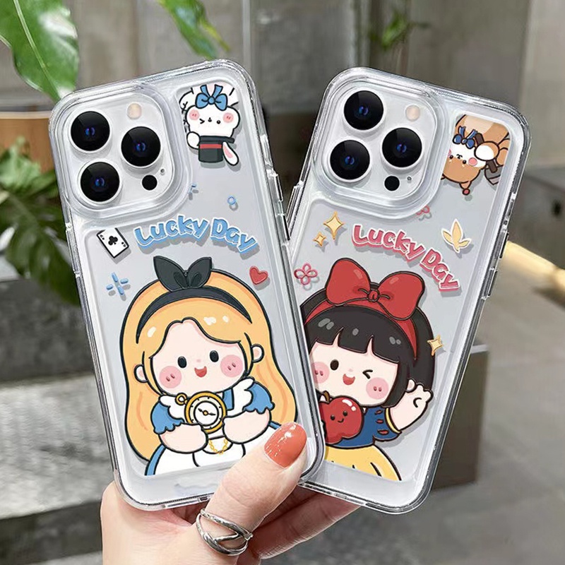 IPHONE Gadis Lucu Soft Phone Case Kompatibel Untuk Iphone14 11 13 12 Pro XS Max Casing X XR 78 6S Plus Silcone Shockproof Transparan Hitam TPU Cover