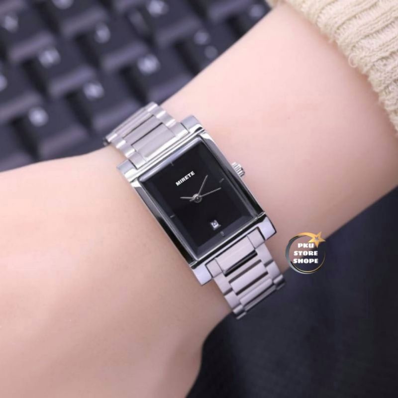 JAM TANGAN KASUAL WANITA MIRETE ORIGINAL TANGGAL AKTIF _ JAM TANGAN WANITA IMPORT BERKUALITAS MURAH  WATWR RESISTANT_ JAM TANGAN FASHION CEWEK STRAP RANTAI