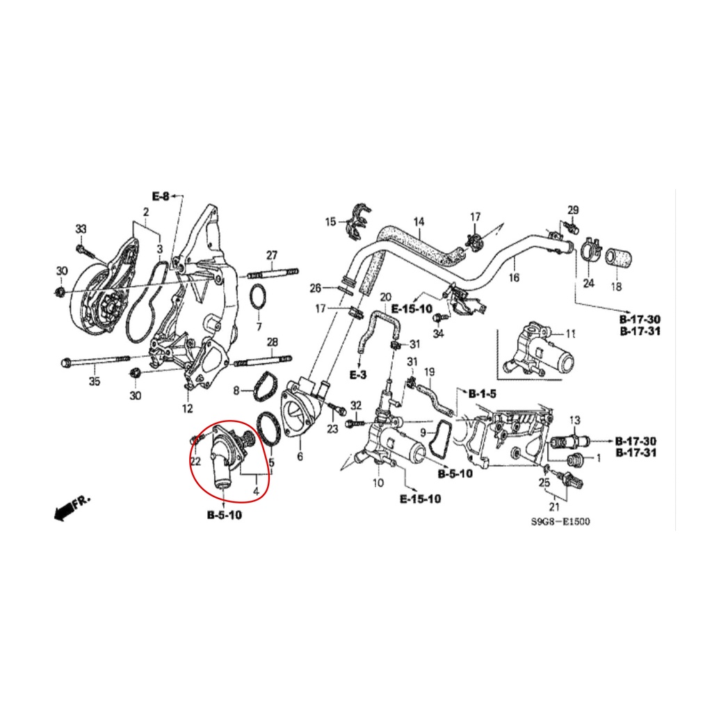 thermostat honda crv gen2 rd4 2002 2003 2004 2005 2006 stream 2002 2003 2004 2005 2006  2000cc K20 19301-PNA