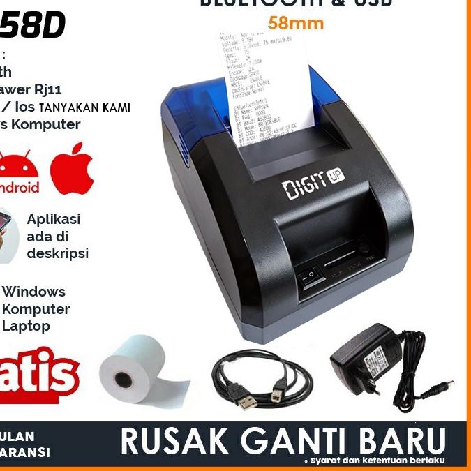 Termurah⭐Okay Thermal Printer 58D Digit-up 58D printer Bluetooth Themal Kasir Printer 58mm