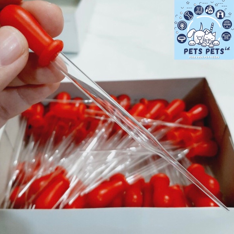 Pipet Kaca Dot Merah Pendek 9cm - Pipet Drops Obat Tetes