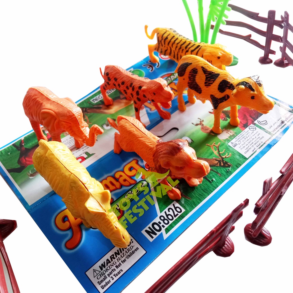 Mainan Figure Isi 6 Pcs Animal New Set Mobil dan Pagar Multiwarna