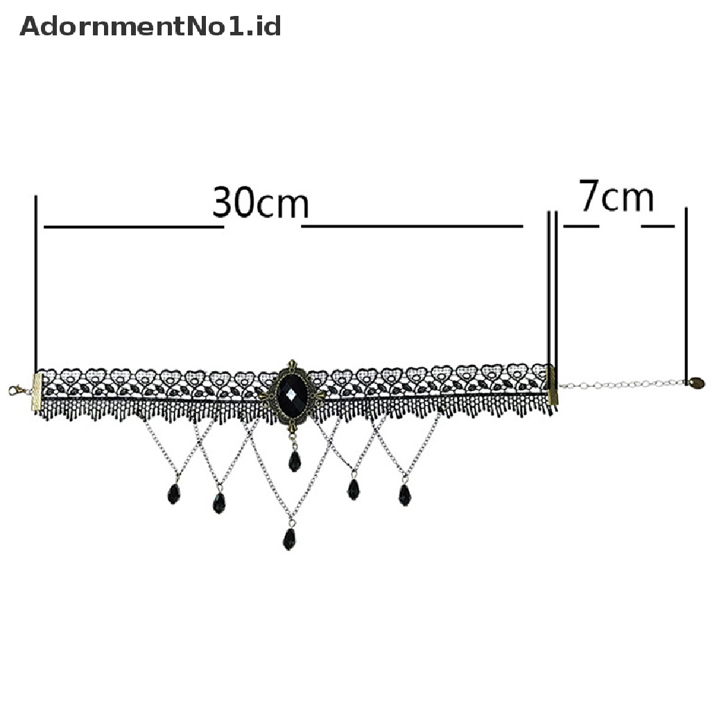 [AdornmentNo1] Gothic Chokers Steampunk Hitam Renda Choker Kalung Gothic Perhiasan Aksesoris Kostum Halloween Perhiasan Untuk Wanita Vampir Choker Kalung Kostum Untuk Perempuan Remaja [I