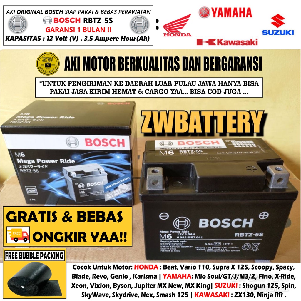 AKI MOTOR VARIO 110, SCOOPY, SUPRA X 125, KARISMA, CS1 RBTZ-5S BOSCH AGM MF