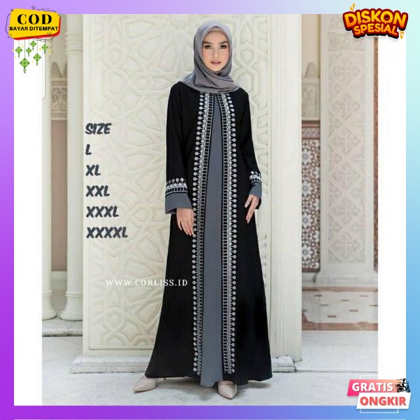 Baju Gamis Drees Stelan Pesta Lengan Panjang Wanita Remaja Dewasa Kekinian Mewah Premium Pakaian Ela