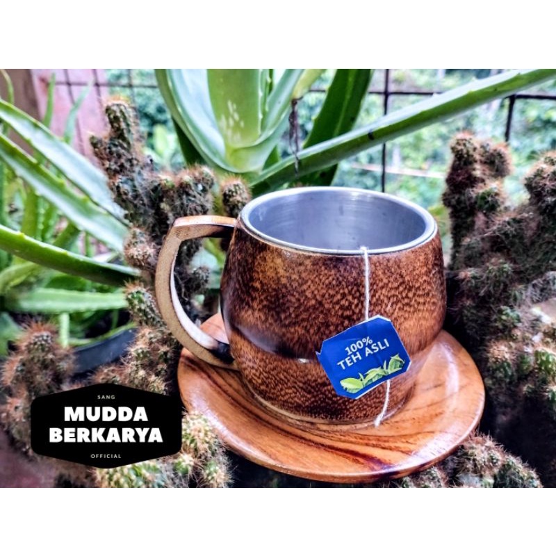 Gelas Cangkir Bambu Unik Cangkir Bambu Stainless Gangkir Kopi Gelas kantor Souvenir Kado pernikahan