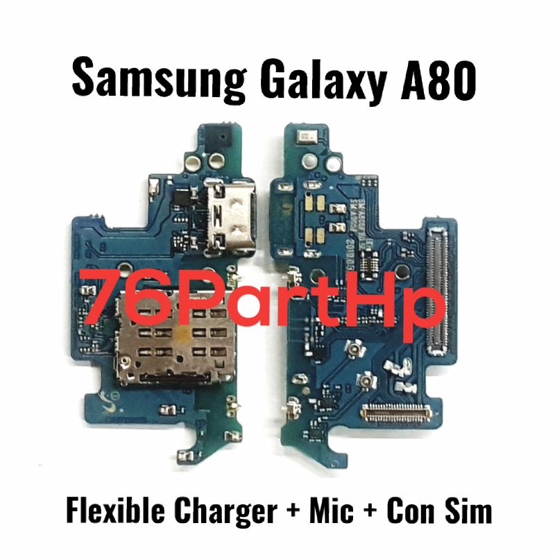 Ori Flexible Papan PCB Charger Mic Connector SIM Samsung Galaxy A80