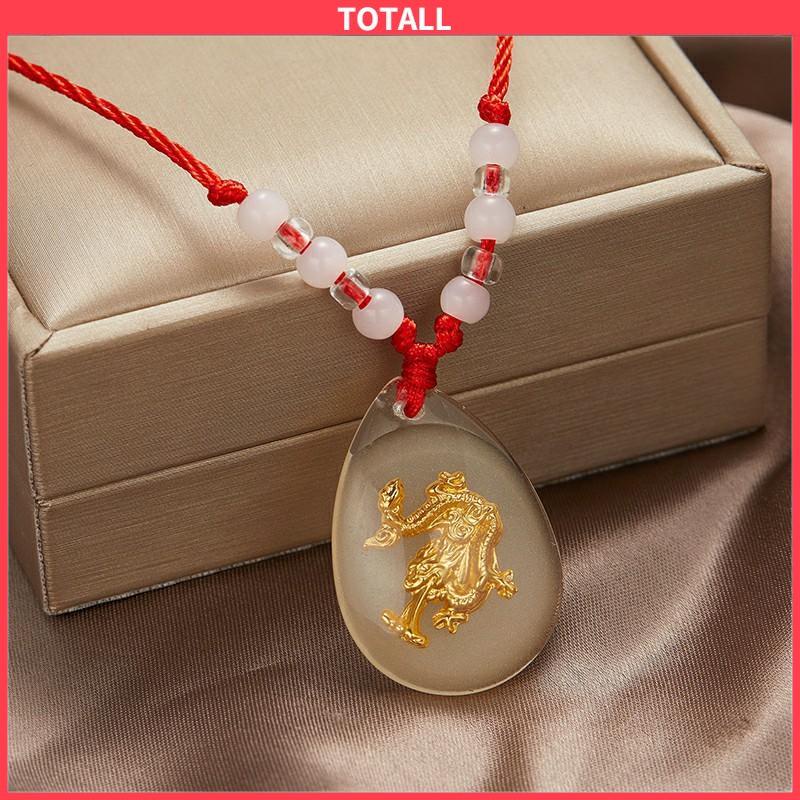 COD Kalung Tali Liontin Bercahaya Kristal Liontin Zodiak Emas Indah Merah-Totall