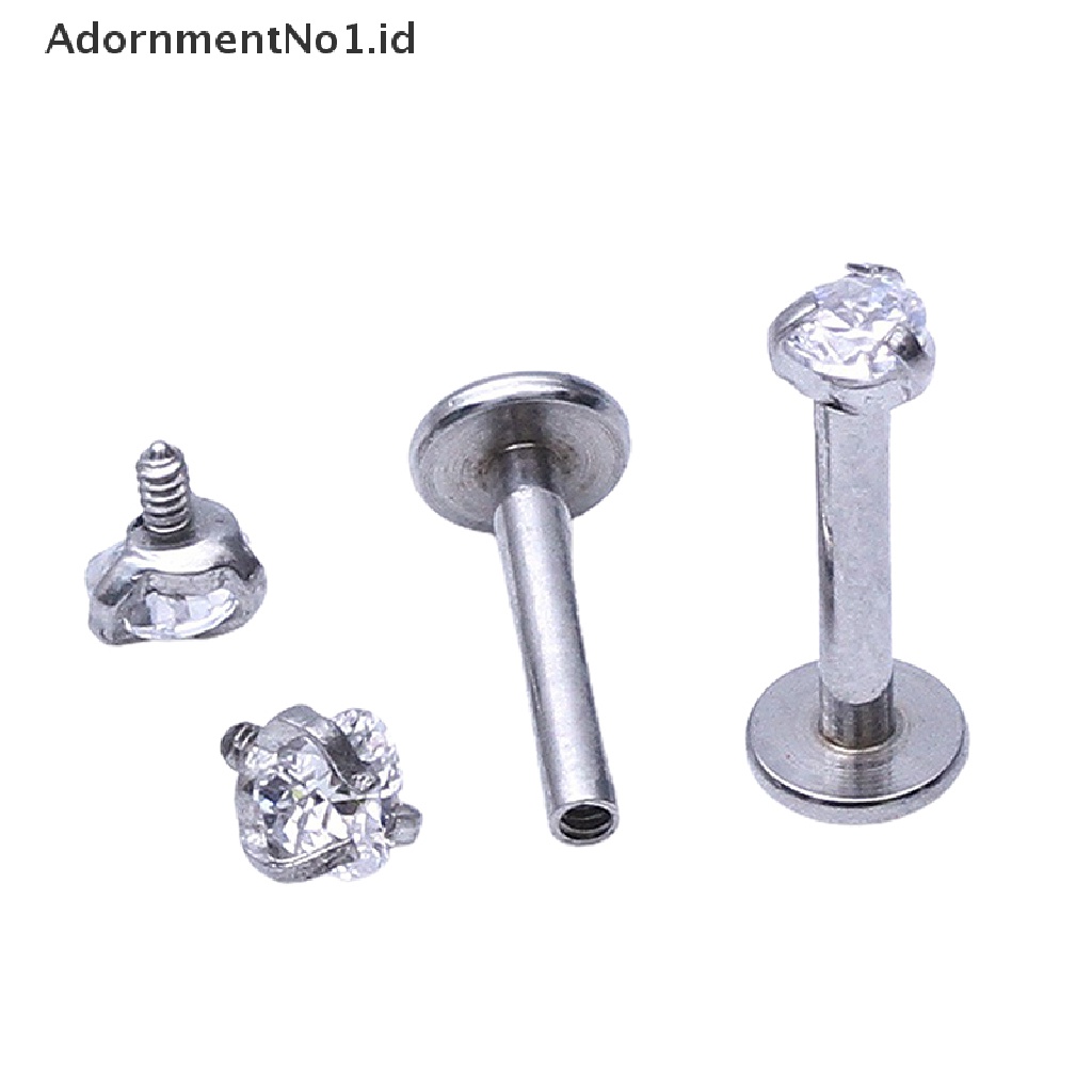 [AdornmentNo1] Stainless Steel Labret Tragus 16G Ulir Internal Tulang Rawan Telinga Pircing Helix Stud Earrings Ear Stretcher [ID]