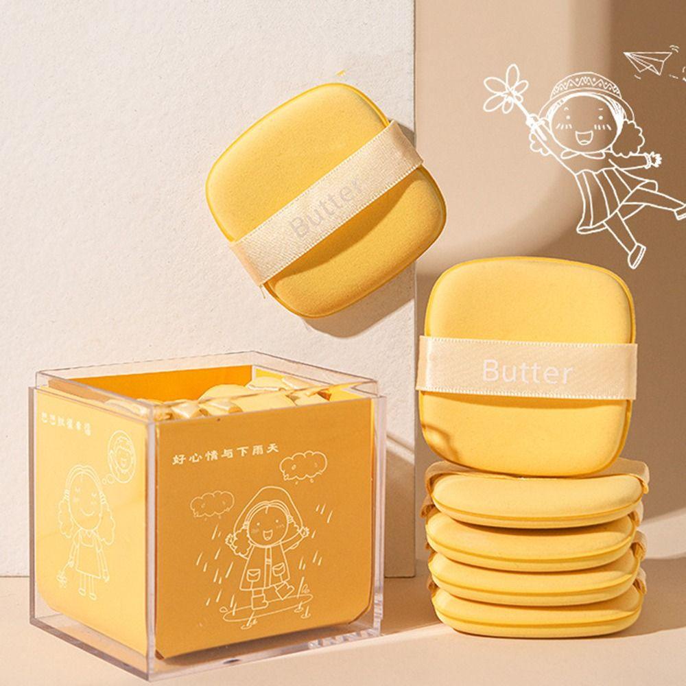 Agustina Puff Kosmetik Wanita Kuning Super Lembut Kecantikan Pemula Facial Concealer Kering Basah Dual-use Makeup Tools Air Cushion Puff