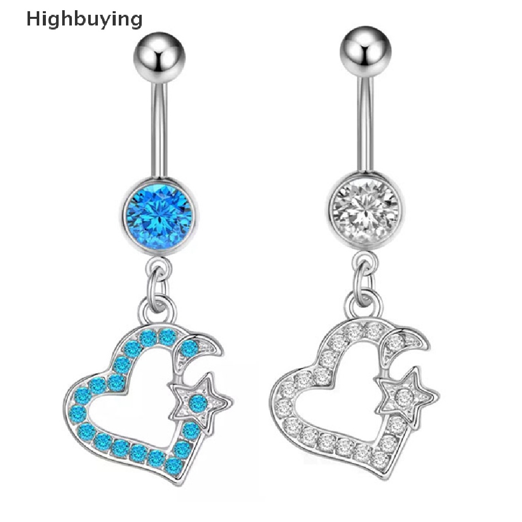 Hbid Zircon Menjuntai Belly Button Rings Heart Butterfly Navel Ring Jewelry Glory