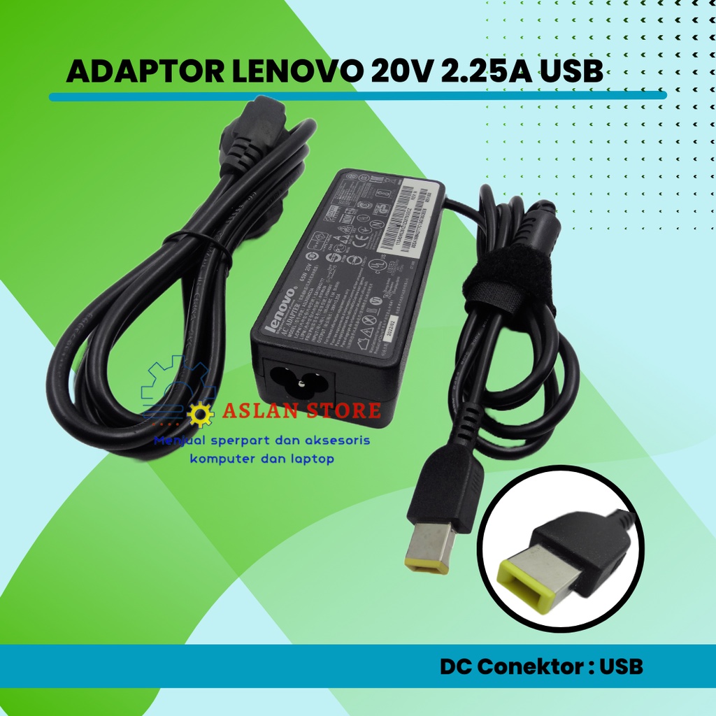 Adaptor Lenovo 20V 2.25A 45W Ideapad E10-30 E20-30,Yoga 11, Flex 10 Lenovo Thinkpad ADLX45NLC3 ADLX45NDC3A ADLX45NCC3A 0C19880 59370508