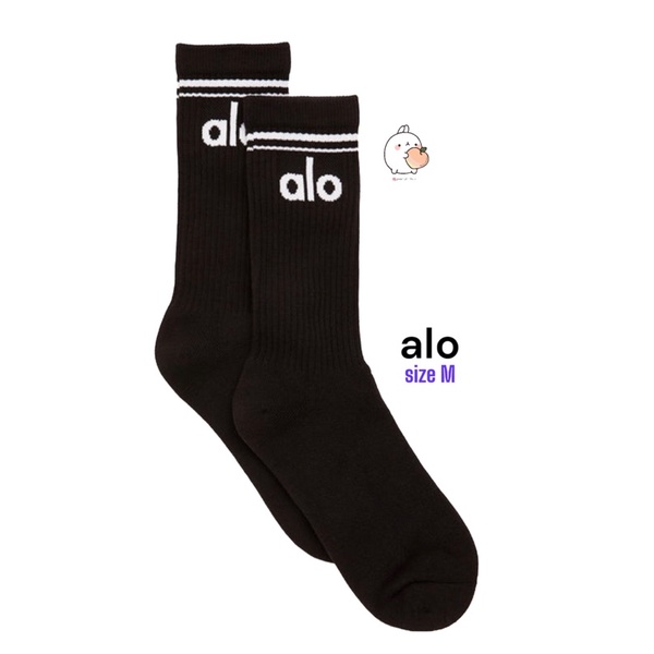 alo yoga kaos kaki alo yoga original hitam/Unisex Throwback Sock - Black/White