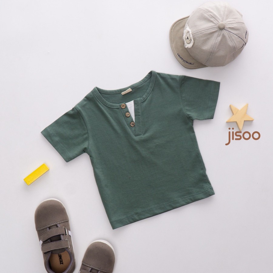 JISOO Gio 3 Button Tee - kaos anak