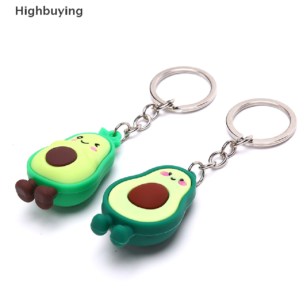 Hbid 1x Lucu Simulasi Buah Alpukat Gantungan Kunci 3D Resin Lembut Tersenyum Avocado Keychains Glory