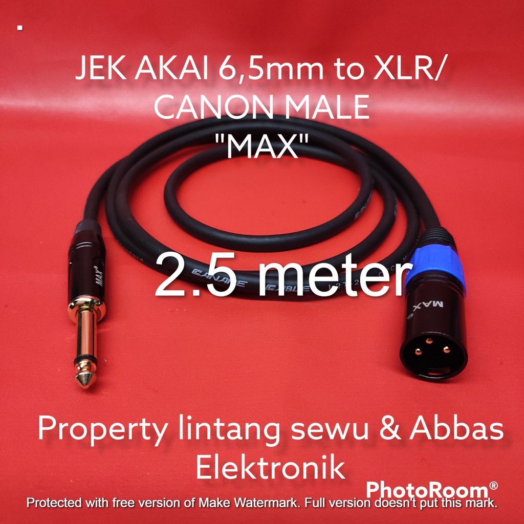 KABEL JEK AKAI 6.5MM MAX TO XLR CANON MALE MAX 2.5 METER