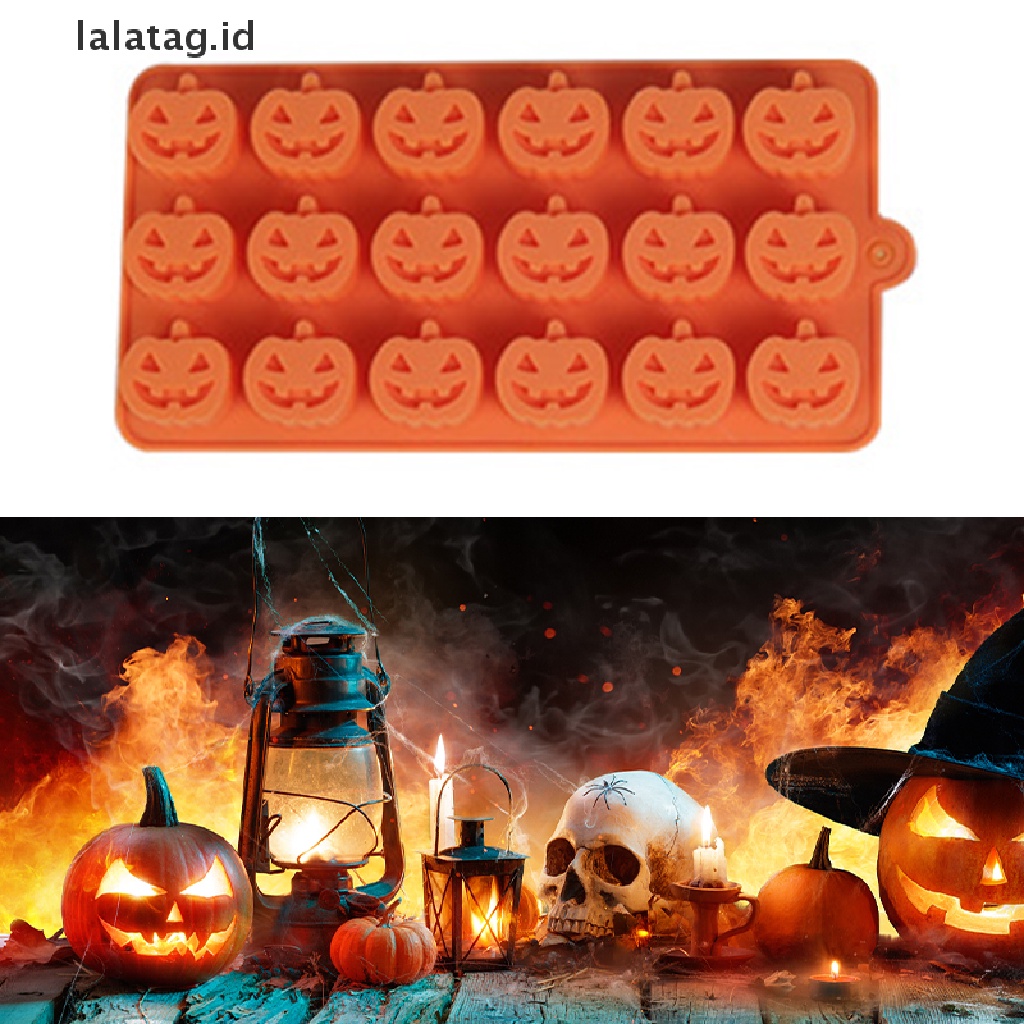 [lalatag] 18lubang Cetakan Labu Silikon Mini Halloween Untuk Syukuran Pumpkin Cokelat Gummies Permen Natal Permen Dekorasi Kue [ID]