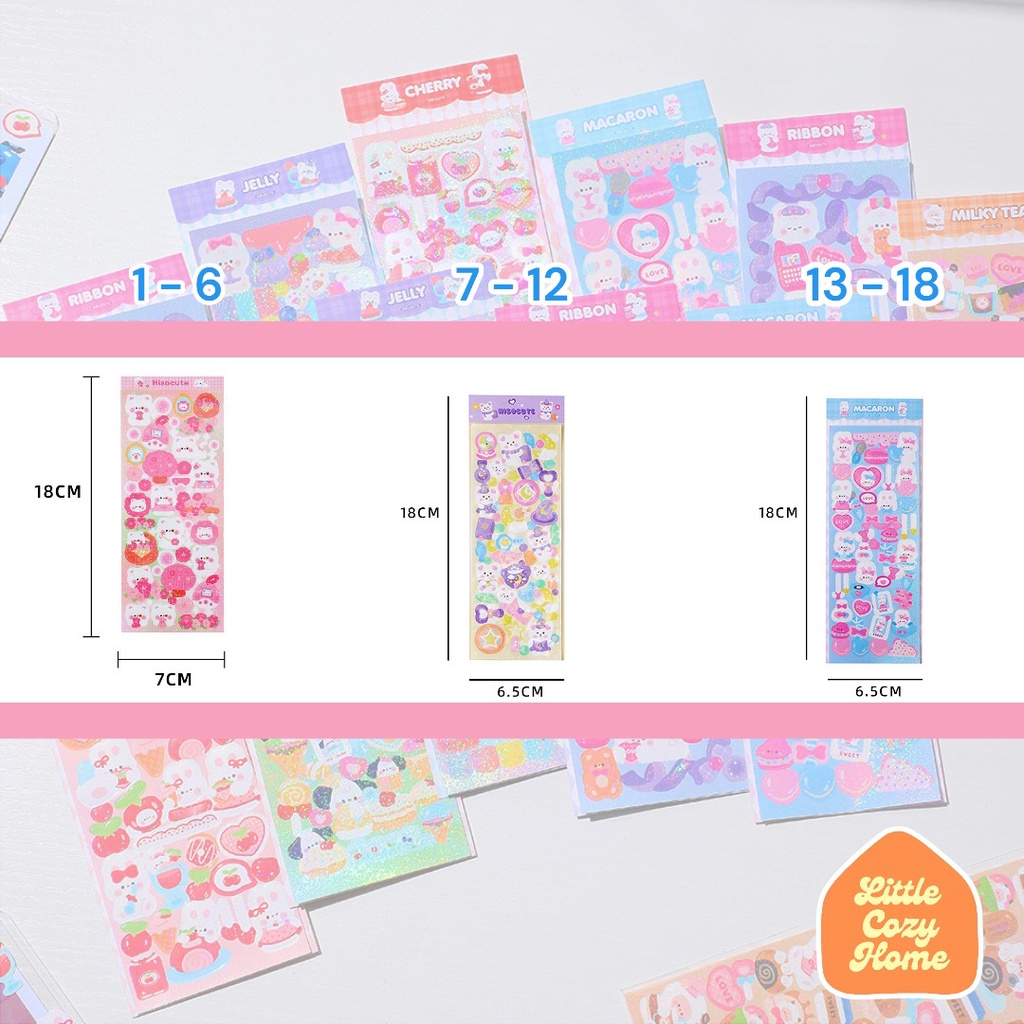 Korean Sticker Sheet / Cute Cartoon Animals Roll Deco Stickers / Stiker Gulung Kertas Motif ala Korea Lucu Unik Murah Dekorasi Alat Tulis Kado Anak Perempuan