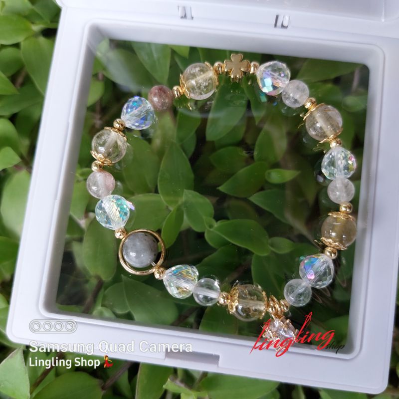 COD gelang batu kristal,gelang kristal korea mix titanium,gelang box
