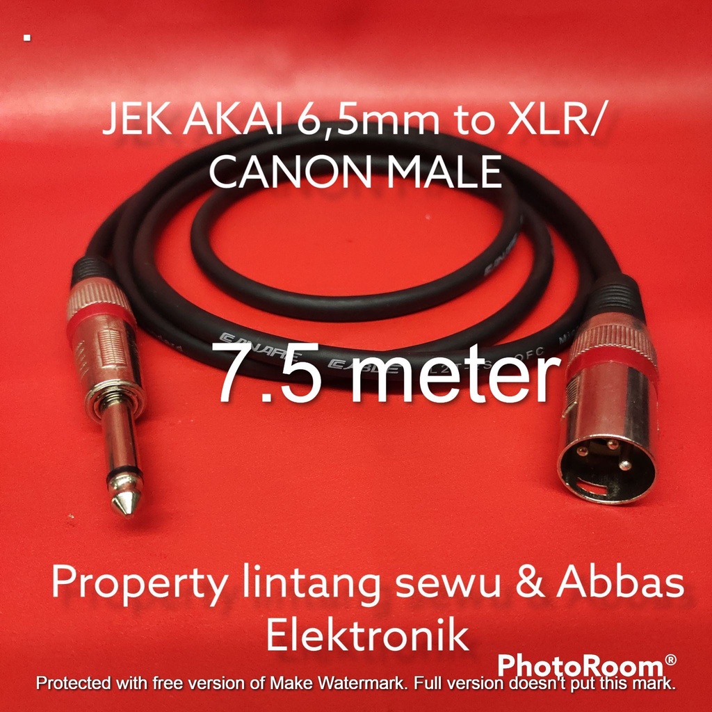 KABEL MIC JEK AKAI 6.5MM TO XLR CANON MALE 7.5 METER