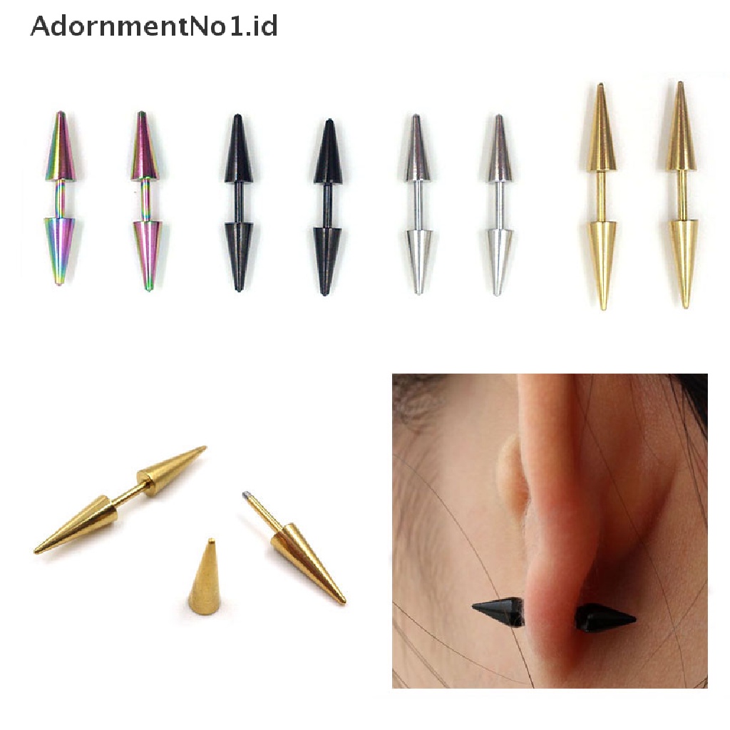 [AdornmentNo1] 1pasang Fashion Pria Wanita Stainless Steel Rivet Spike Punk Rock Stud Earrings Hot [ID]