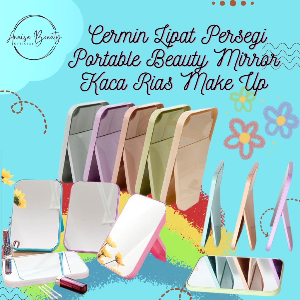 [ HARGA PROMO ] Cermin Lipat Persegi Portable Beauty Mirror Kaca Rias Make Up