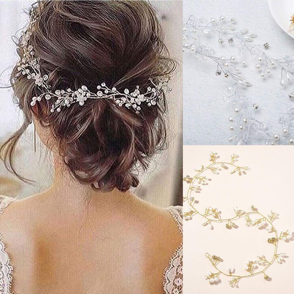 Nanas Bridesmaid Hair Vine Warna Emas Aksesoris Rambut Untuk Anak Perempuan Wanita Panjang 50cm Karet Rambut Hairpin