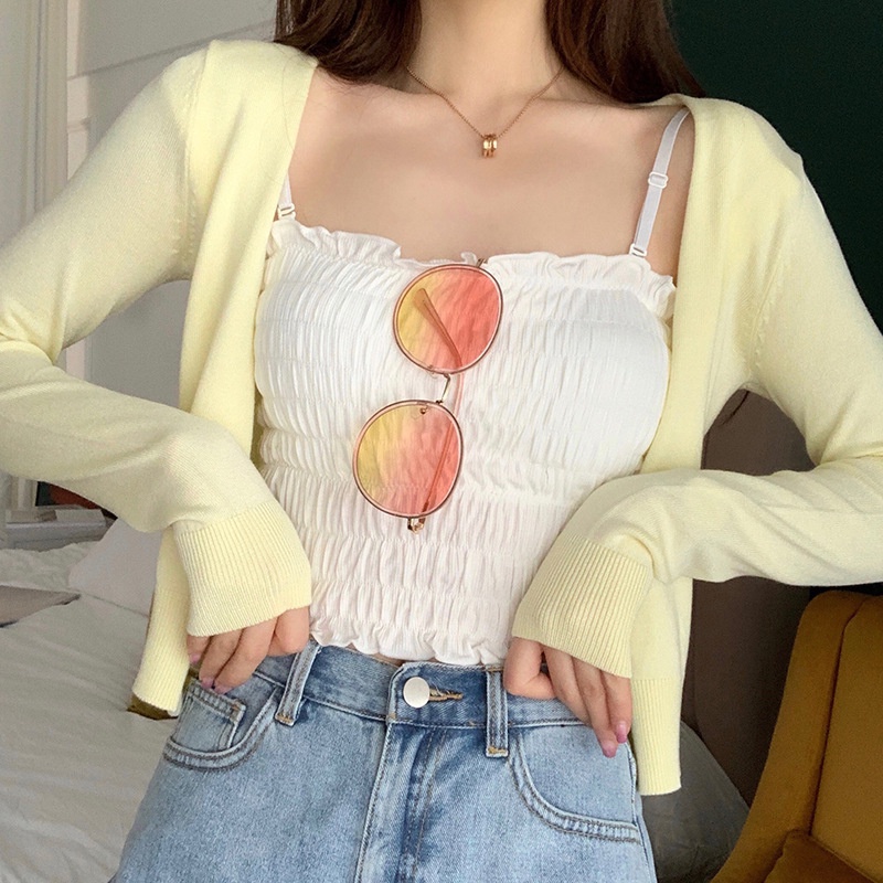 Korean Wrinkle tube Top Tanktop Kemben Tali Strape