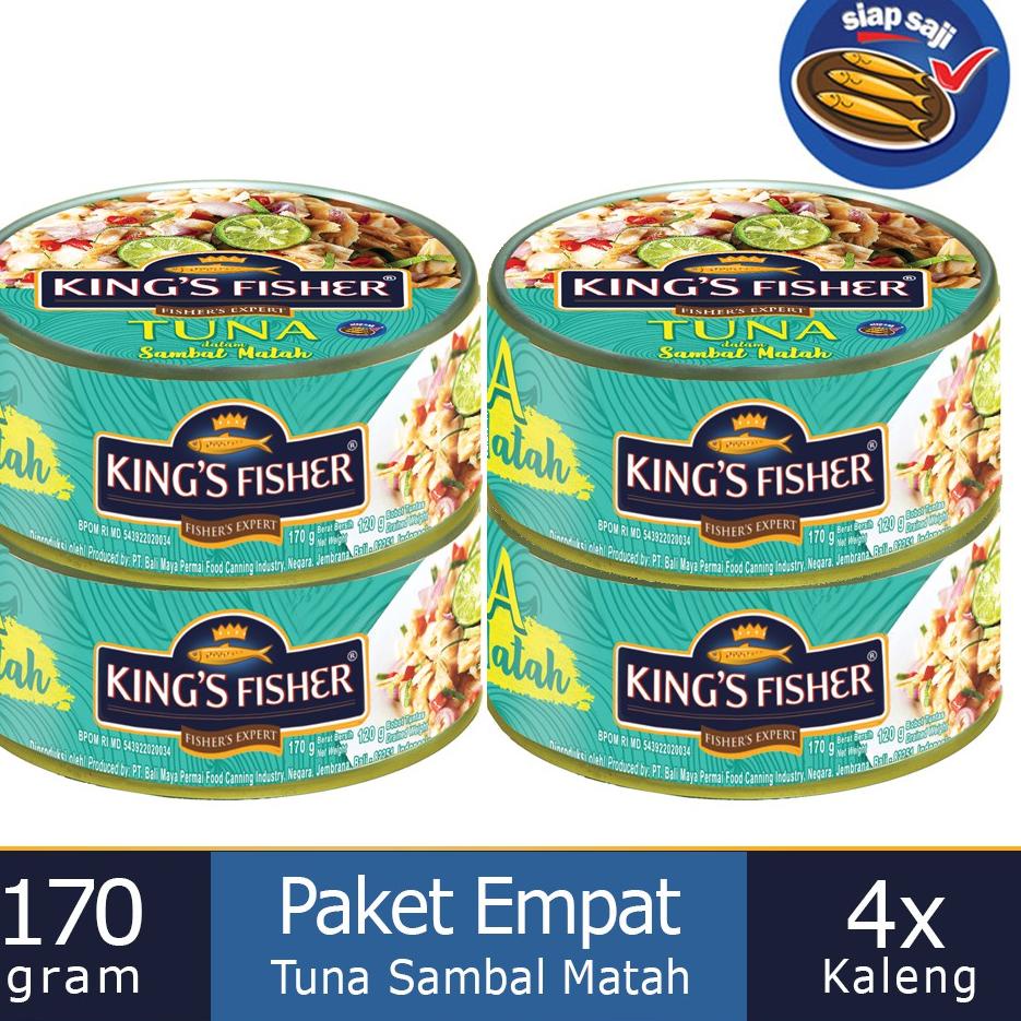 

♢ Paket 4 Pcs King's Fisher Tuna Sambal Matah Daging Tuna Makanan Kaleng 170 g ➧