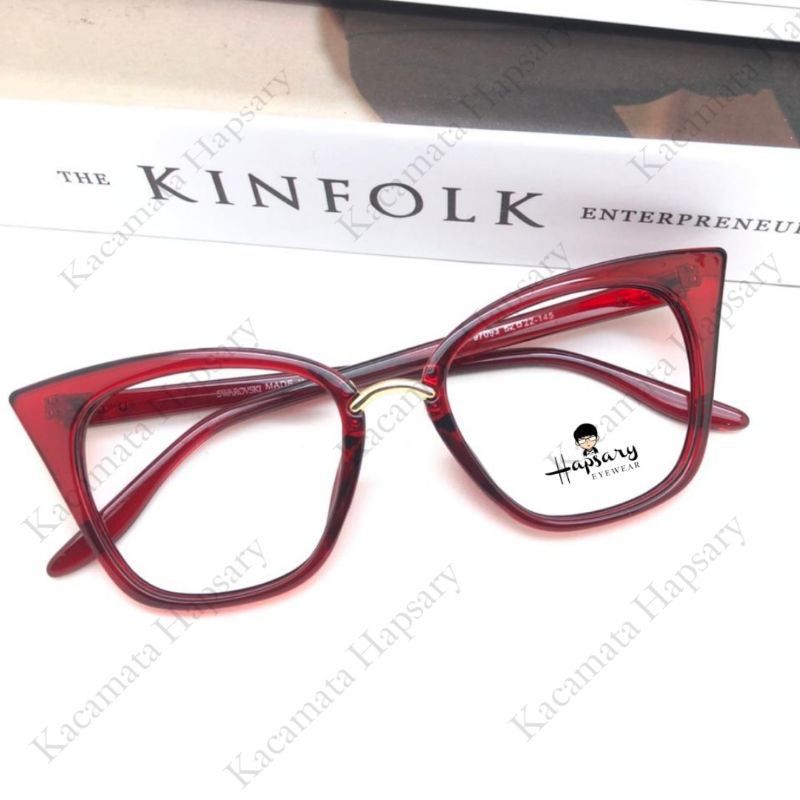 Frame Kacamata Wanita Cat eye 97093 Antiradiasi | Bisa Request Minus Cylinder dan Plus | Anti UV Photocromic dan Bluecromic