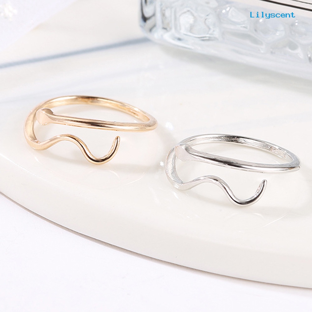 [LS] Fashion Adjustable Gelombang Air Riak Wanita Jari Cincin Pesta Jewewlry Dekorasi Hadiah