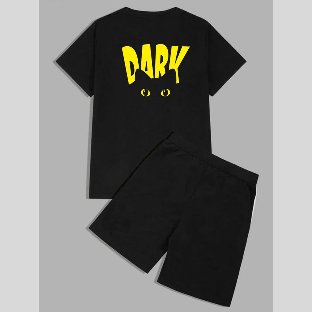 Clothing May - 1 Set Kaos Boxer Dark Cat Dewasa Anak Bahan Celana Baby Tery Bahan Kaos Cotton Warna Hitam