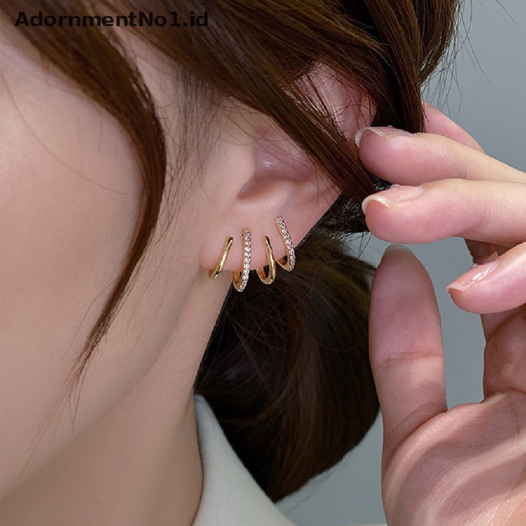 [AdornmentNo1] Korea Earing Claw Ear Hook Klip Anting Untuk Wanita Cabang Empat Setg Warna Emas Anting Telinga Perhiasan Fashion Hadiah Tahun Baru [ID]