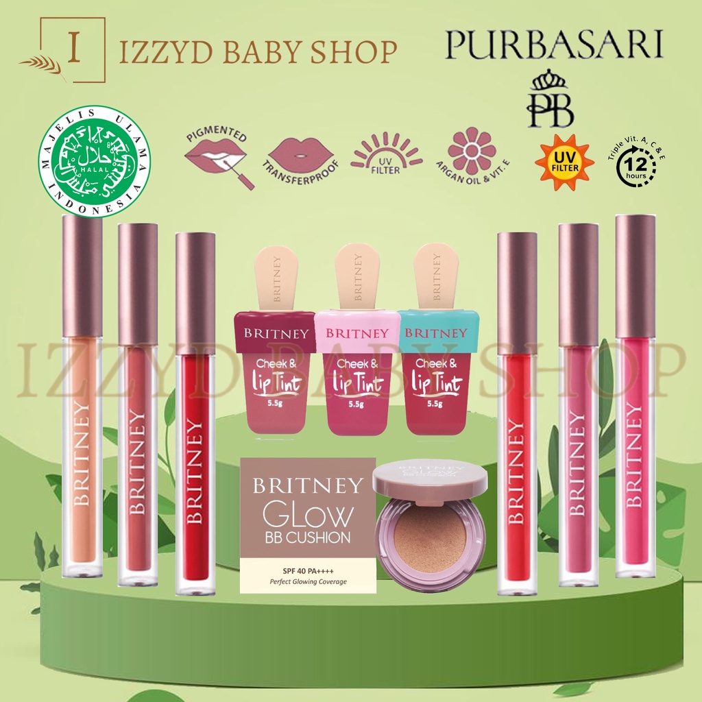 Purbasari Britney lipcream Dreamy Matte Lip Cream lipstick atau cheek &amp; lip tint 2 in 1 color tint / glow bb cushion