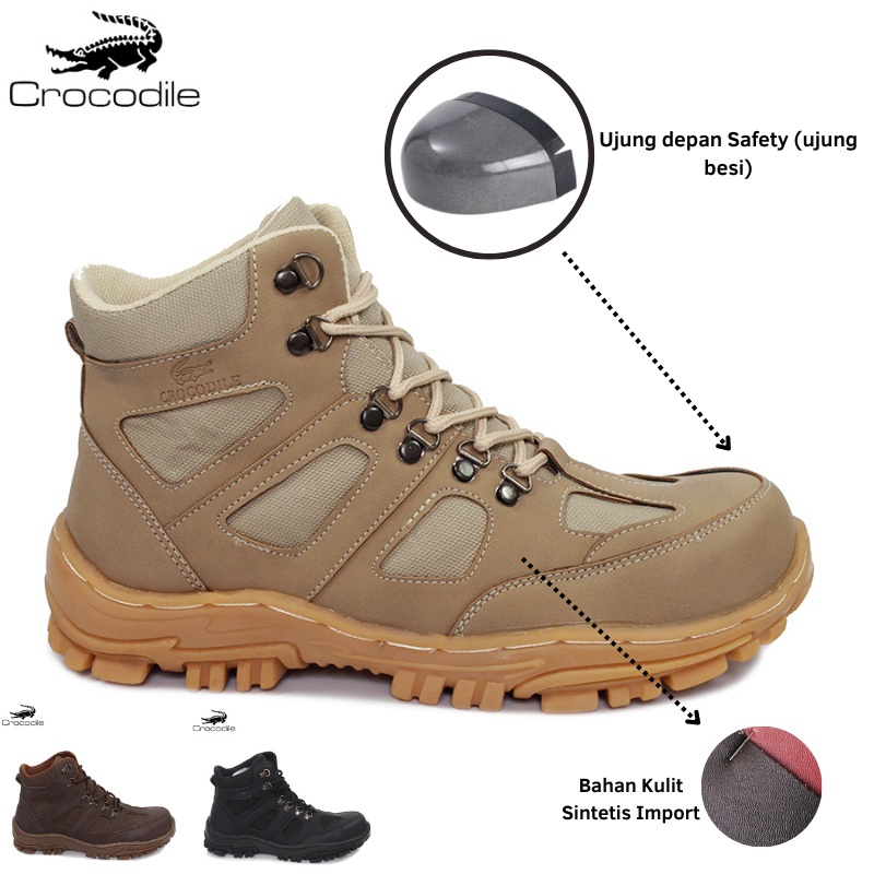 Sepatu Safety Boots Pria Crocodile Endure Sepatu Pria Boot Ujung Besi Outdoor Tracking Adventure