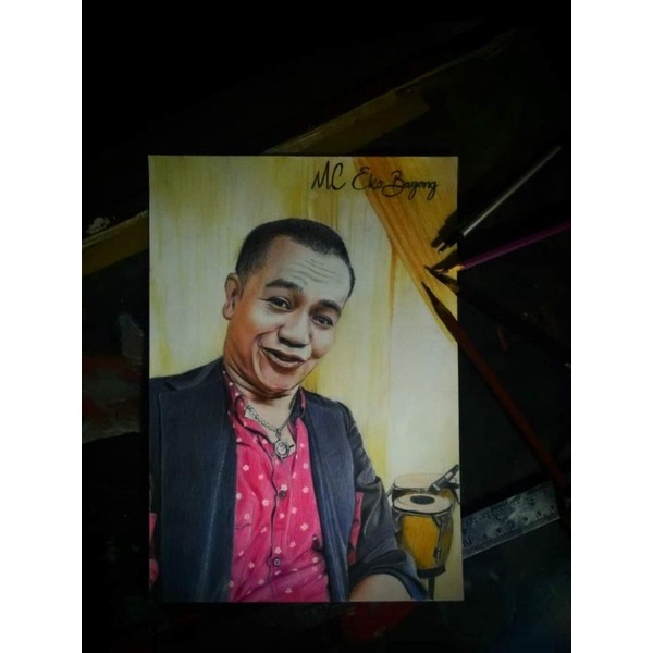 lukisan wajah pensil warna ukuran a4