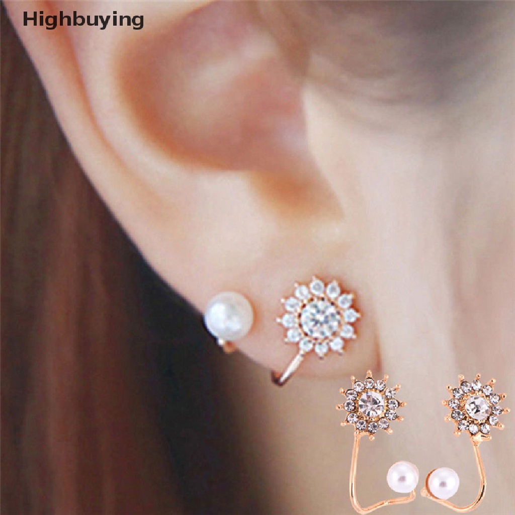 Hbid 1pasang Mutiara Berlian Imitasi Ear Stud Earrings Kristal Telinga Klip Perhiasan Lady Elegan Glory