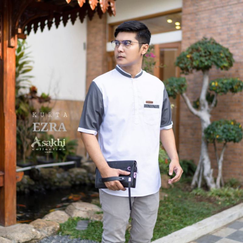 Baju Koko Kurta Lengan Pendek Motif Ezra Original Asakhi | Baju kurta  Terbaru